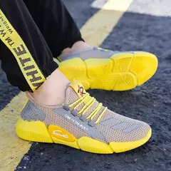 Tênis leve vulcanizado masculino, tênis casual de malha, com cordões, caminhada e corrida, academia, na moda - Wolf Magazine
