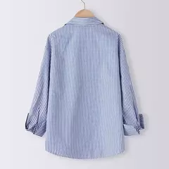 ZANZEA-Blusa feminina listrada de manga comprida, tops de túnica com botões, camisas elegantes, casual e elegante, verão, 2023 - comprar online