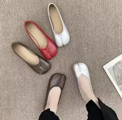 Mocassins de couro aconchegantes estilo japonês para mulheres, sapatilha de bailarina feminina, casco dividido, ninja tabi flats, Mary Jeans, sapato mocasines - comprar online