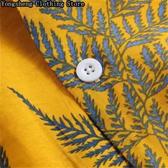 Camisa casual de seda gelo estampada manga curta masculina, site independente, roupas de férias havaianas, venda quente - Wolf Magazine