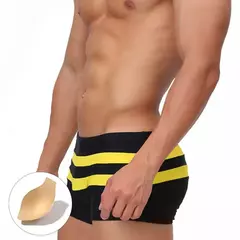 Calção de banho seca rápida masculina, maiô sexy, cuecas estampadas, calção triangular com copo, moda banho de cintura baixa, moda