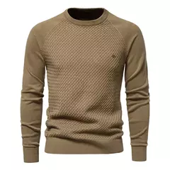 AIOPESON-Suéter de malha geométrica masculina, gola redonda, pulôver de algodão, suéter casual empresarial - Wolf Magazine