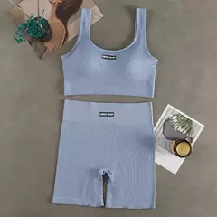 Imagem do Conjunto de ioga feminino sem costura, roupas de treino fitness, sutiã esportivo, leggings de cintura alta, roupas sexy de ginástica em V profundo, roupas esportivas novas, 2024