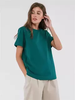 Bornladies-Camiseta solta de manga curta feminina, tops sólidos básicos, camisas de assentamento elegantes, 100% algodão, 230g/?, verão - comprar online