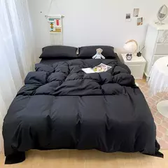 Soft lavado algodão roupa de cama Set, Duvet Cover, fronha e lençol, Home Bedclothes, cama preta - comprar online
