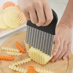 Fatiador de batatas em aço inoxidável, Faca de cozinha, Cortador de massa, Legumes, Fruit Crinkle, Chopper ondulado, French Fry Maker Tools, Gadget