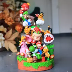 Super mario bros família retratos figura super mario bros 27cm anime figuras mario figura de ação encanador estátua modelo brinquedos presente na internet