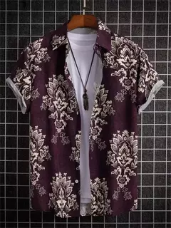 Camisa de praia de manga curta masculina, estampada flores 3D, tops respiráveis, festa ao ar livre, verão, novo, S-5XL, 2022 - loja online