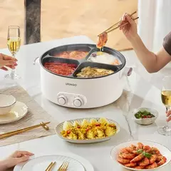 Panela elétrica de pato mandarim colorido, quatro grades, multifuncional doméstico, 6 l de capacidade, panela quente integrada, caldeirão na internet