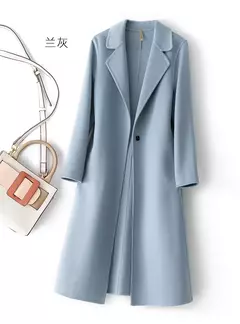 2023 elegante simples casaco feminino outono e inverno novo um botão pura lã reversível casaco de lã longo selvagem top das mulheres - comprar online
