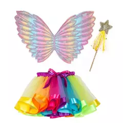 Saia tutu meninas asa verão menina princesa mini pettiskirt festa dança arco-íris tule saias coloridas halloween cosplay roupas - comprar online