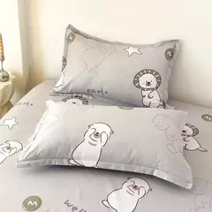 Egw-roupa de cama para menino e menina, jogo de cama com desenhos animados, cinza, leão, rosa, urso, fronha, impresso, casa, criança, 3pcs - loja online