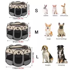 Tenda dobrável portátil para animais de estimação, canil, cerca octogonal, abrigo para cachorros, fácil de usar, móveis para casa de gatos e cães na internet
