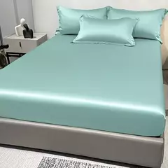 Imagem do Lençol de cetim para o quarto, cama moderna, simples, cor sólida, excluindo fronhas, 1