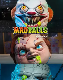 Imagem do Em estoque kidrobot madballs espuma horrorballs filme de terror brinquedo arte modelo coleção presente aniversário