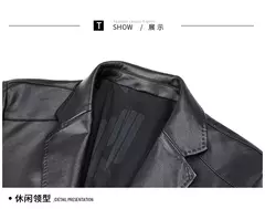 Outono novo casaco de couro masculino terno lapela negócios casual jaqueta de couro masculino - comprar online