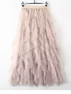TIGENA-Tutu saia comprida de tule para mulheres, cintura alta, saia plissada, malha, rosa, moda coreana, fofa, estética, feminina, senhora, 2023 - comprar online