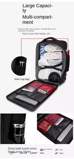 Imagem do Saco de embarque multifuncional, mochila de negócios dura, trole bag, mala de viagem, bagagem de rolamento, grande capacidade, 19";;VERDADEIRO;;"Blue,19