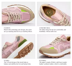Equilíbrio sapatos tecnologia ortopédica sapatos femininos tênis casuais tênis de corrida renda branco rosa casual