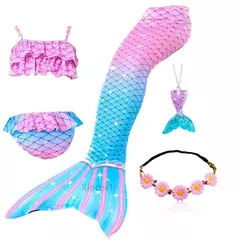 Novas crianças a pequena sereia caudas crianças memaid maiô biquíni traje de halloween feminino pode adicionar monofin para piscina