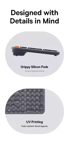 Baseus-K01 Teclado sem fio, Bluetooth, Teclado silencioso para MacBook, iPad, PC, Tablet, Laptop, Mini, Magro, Sistema duplo, 2.4G, 84 Chaves - Wolf Magazine