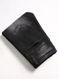 Imagem do Calça jeans casual stretch reta masculina, azul, preta, clássica, calça de trabalho, roupa de marca masculina, moda