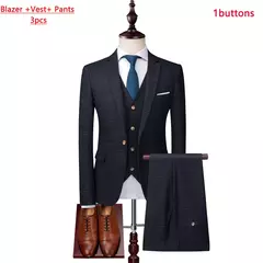 Blazer colete calças masculinas terno de moda boutique xadrez casual negócios masculino noivo casamento smoking vestido 3 pçs ou 2 pcs conjunto smoking - loja online