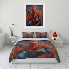 Imagem do Conjunto de cama impresso Marvel Spider-Man para crianças e adultos, colcha macia, fronha, cama confortável, Twin, cama king, luxo