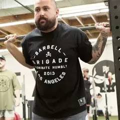 BARBELL Briggs-camiseta solta de fitness masculina, camiseta casual de algodão, manga curta, corrida na academia, moda verão, tamanho grande, de M a 3XL