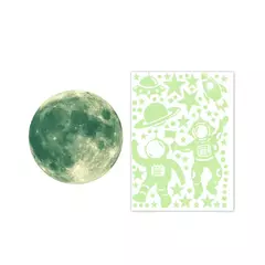 Adesivo de parede luminoso astronauta para decoração de casa, papel de parede estrela e lua, brilho no escuro, decalques autoadesivos, quarto e quarto infantil