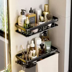 Prateleira De Banheiro De Alumínio Montado Na Parede, Sem Broca, Shampoo Bottle Shower Corner Rack, Armazenamento De Vaso Sanitário, Acessórios De Cozinha - comprar online