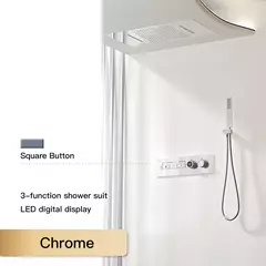 Sistema de chuveiro de bronze preto de luxo wall-mounted led display digital design frio & quente duplo-controle de 4 funções torneira de chuveiro de teto - loja online