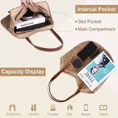 Bolsa de praia de palha feminina, bolsa de ombro grande para férias, bolsa macia, verão - comprar online