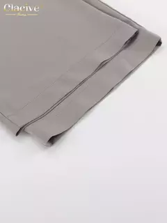 Clacive-Calça reta de cintura alta feminina, calça feminina, elegante, solta, chique, emendada, cinza, escritório, moda, casual, de comprimento total