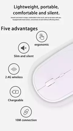 Xiaomi-Mouse sem fio compatível com Bluetooth, Ratos silenciosos 2.4G, DPI ajustável, Design ergonômico, USB recarregável, jogos, escritório