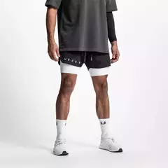 Calções esportivos masculinos de deck duplo, secagem rápida, moletom de corrida muscular, 2 em 1, treino de fitness, verão