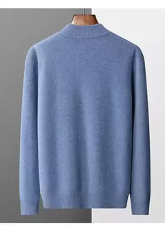 Suéter de cashmere tricotado masculino, pulôver meia gola alta, blusa casual engrossa, cor sólida, roupas de outono e inverno 100% lã na internet