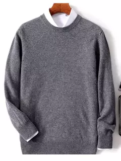 Suéter de manga comprida com o pescoço, 100% lã merino, top solto quente, cor sólida, clássico, pulôver de malha, outono inverno na internet