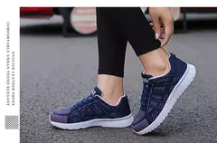 Mulheres sapatos casuais moda respirável andando malha sapatos planos tênis feminino 2021 ginásio sapatos vulcanizados branco calçado feminino - comprar online