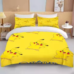 Pokémon Pikachu Bulbasaur Conjunto de cama macio impresso, Capa de edredão, 1 Capa de edredão, 2 Fronhas, Adultos e Crianças, Luxo