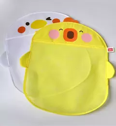 Imagem do Qwz novo pato dos desenhos animados do bebê saco de malha do banheiro otário design para brinquedos de banho crianças formas animais pano areia brinquedos armazenamento net saco