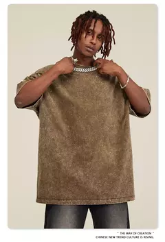 Imagem do Lobos escuros Vintage lavados camisetas para homens, musculação em ginástica, roupas masculinas extragrandes, fitness no verão, treino