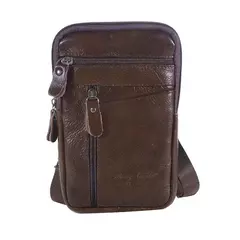 Bolsa de cintura de couro masculina, cinto para celular para pequenas empresas, esporte ao ar livre, um ombro, andar, vestindo - loja online