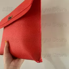 Imagem do Envelope de couro PU para mulheres, embreagem vermelha, bolsa feminina, padrão de lichia, bolsas de mão simples, vermelho