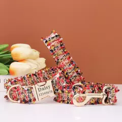 Coleira de cachorro personalizada de luxo, conjunto de coleira personalizada, coleira de cachorro com fivela de nome gravado, arnês de cachorro e conjunto de coleira diy
