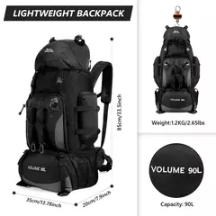 Impermeável Caminhadas e Camping Mochila, Sacos Esportivos ao Ar Livre, Trekking Bag, Mochila de Grande Capacidade, Equipamento de Viagem, 90L - comprar online