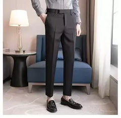 Calça masculina elegante estilo britânico, casual de negócios, escritório de deslocamento, calça de lazer, roupa social masculina, verão - loja online