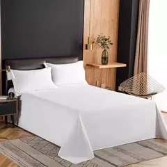 Lençóis de solteiro e casal, lençóis de algodão lavável, lençóis de hotel branco puro, fronhas não incluídas, One Piece, uso doméstico, B & B - Wolf Magazine