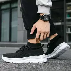 Sapato de meias casual confortável masculino, tênis preto para dirigir, novo, - Wolf Magazine