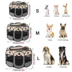 Tenda portátil para animais de estimação, canil octogonal, gaiola para gatos, gaiola para cães pequenos, quatro estações, sala de entrega universal para gatos - Wolf Magazine